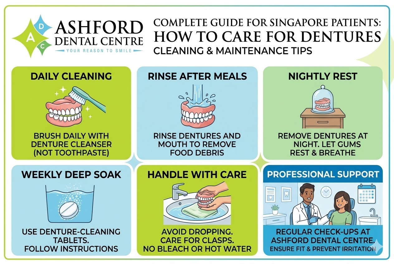 How to Care for Dentures- Cleaning & Maintenance Tips (Complete Guide for Singapore Patients)
